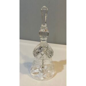 Vintage Etched Floral Lead Crystal Dinner Bell Diamond Cut Glass 7.25 Inch